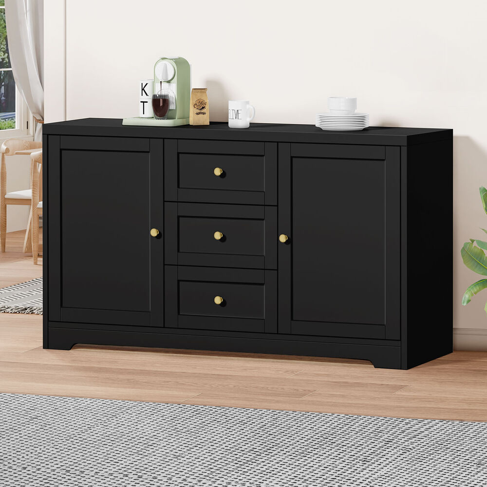 ALFORDSON Buffet Sideboard Cupboard Cabinet Storage Drawers Black Pantry Hallway