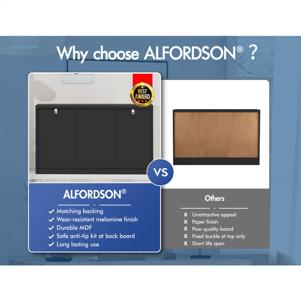 ALFORDSON Buffet Sideboard Cupboard Cabinet Storage Drawers Black Pantry Hallway