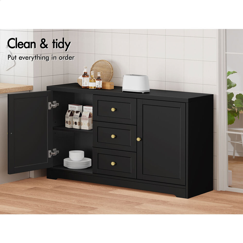 ALFORDSON Buffet Sideboard Cupboard Cabinet Storage Drawers Black Pantry Hallway