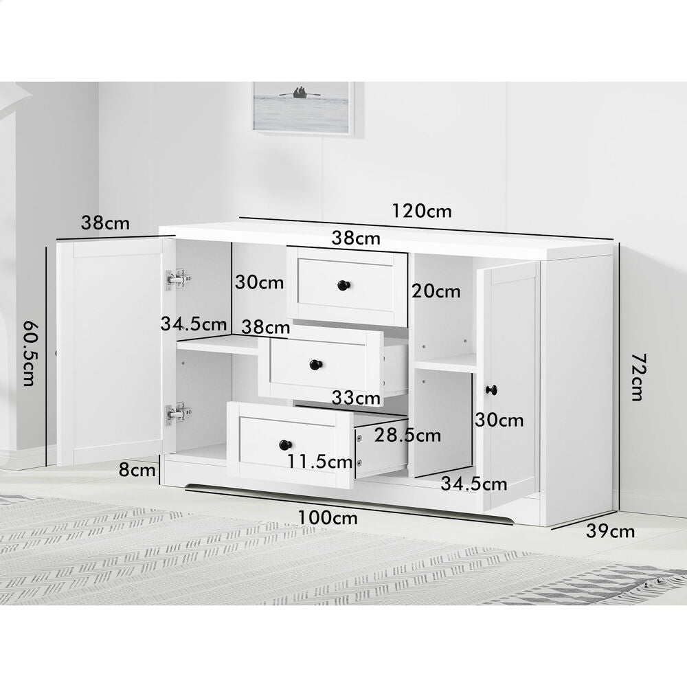 ALFORDSON Buffet Sideboard Storage Cabinet Cupboard Hallway Hamptons Pantry Door