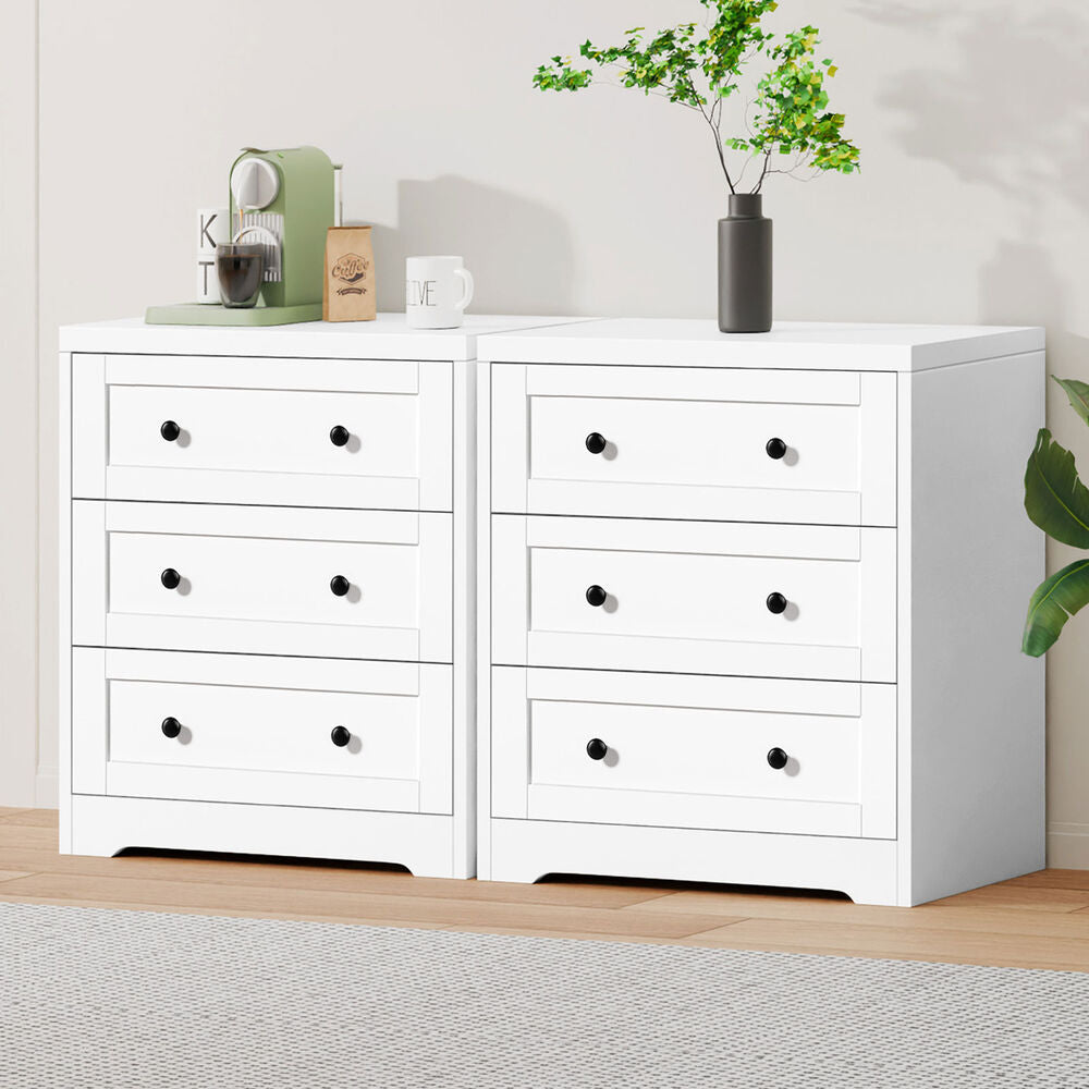 ALFORDSON 2x Chest of Drawers Storage Cabinet Bedside Table Hamptons Drawers White