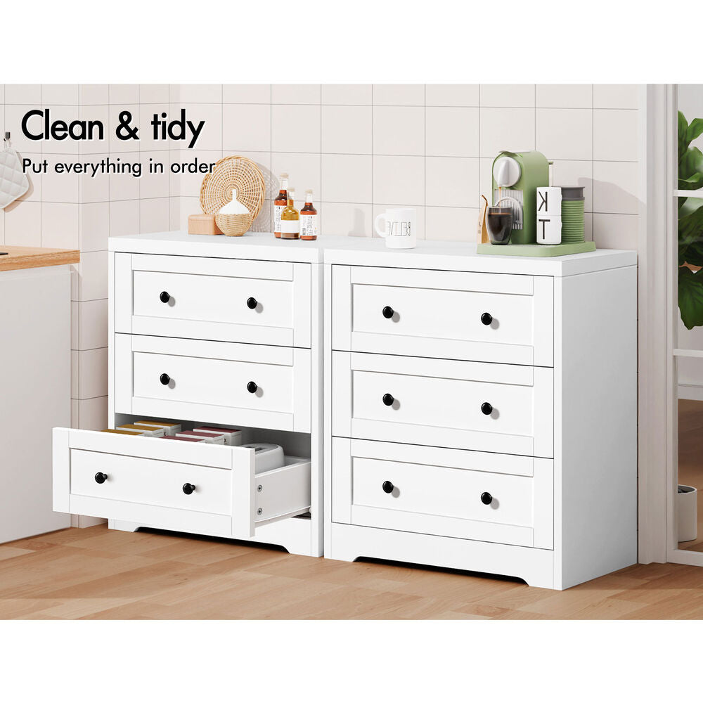 ALFORDSON 2x Chest of Drawers Storage Cabinet Bedside Table Hamptons Drawers White