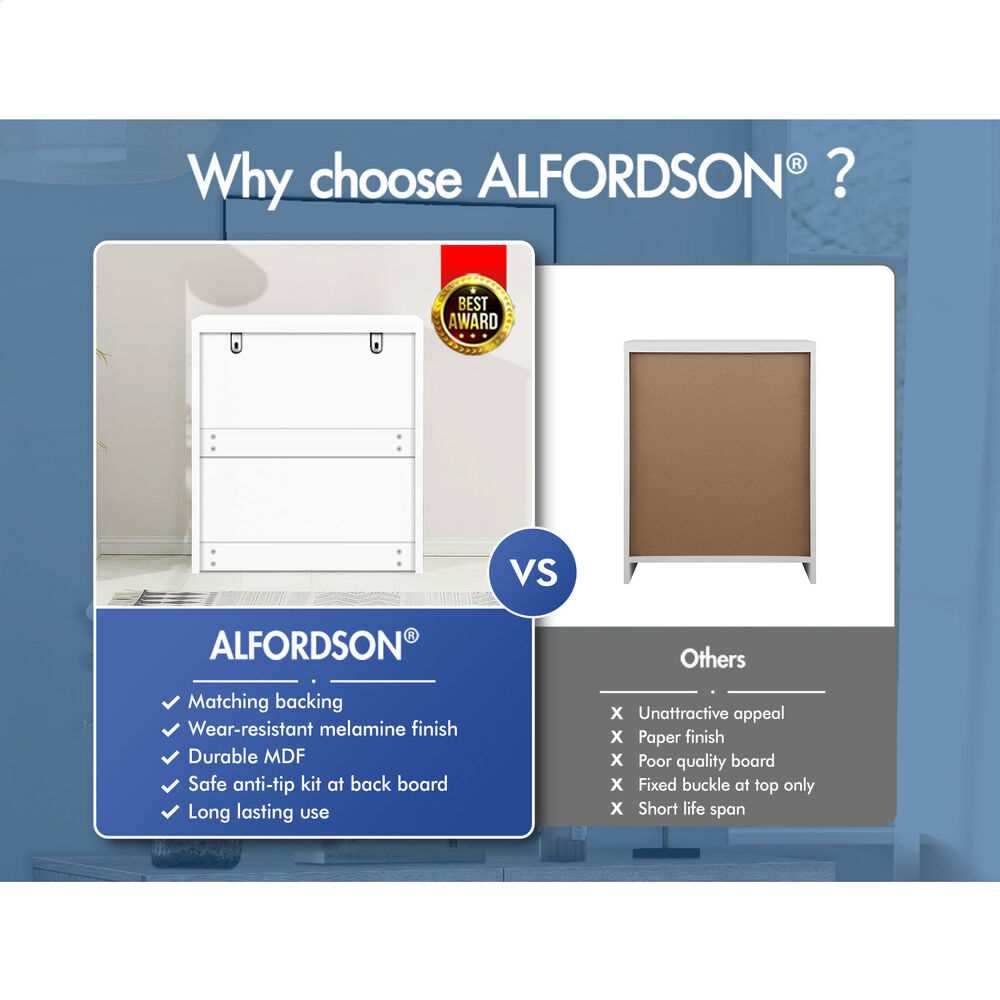 ALFORDSON 2x Chest of Drawers Storage Cabinet Bedside Table Hamptons Drawers White