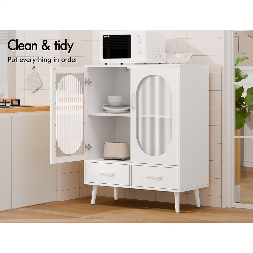 ALFORDSON Sideboard Buffet Storage Cabinet Drawers Fluted Doors Cupboard White