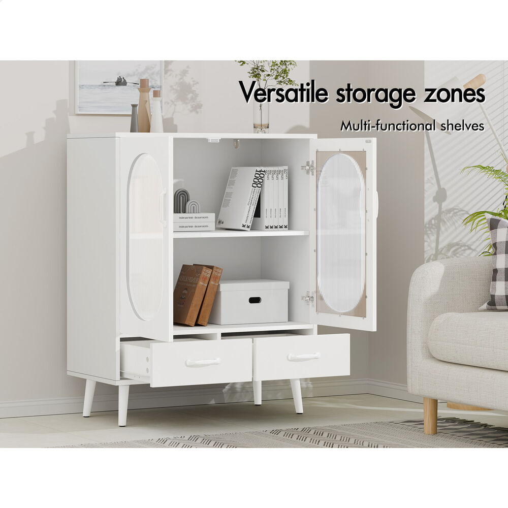 ALFORDSON Sideboard Buffet Storage Cabinet Drawers Fluted Doors Cupboard White