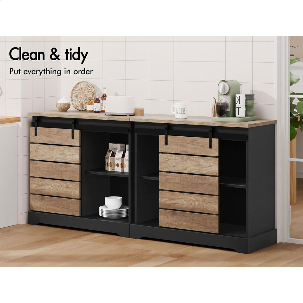 ALFORDSON 2x Buffet Sideboard Cabinet Sliding Door Cupboard Storage Kitchen