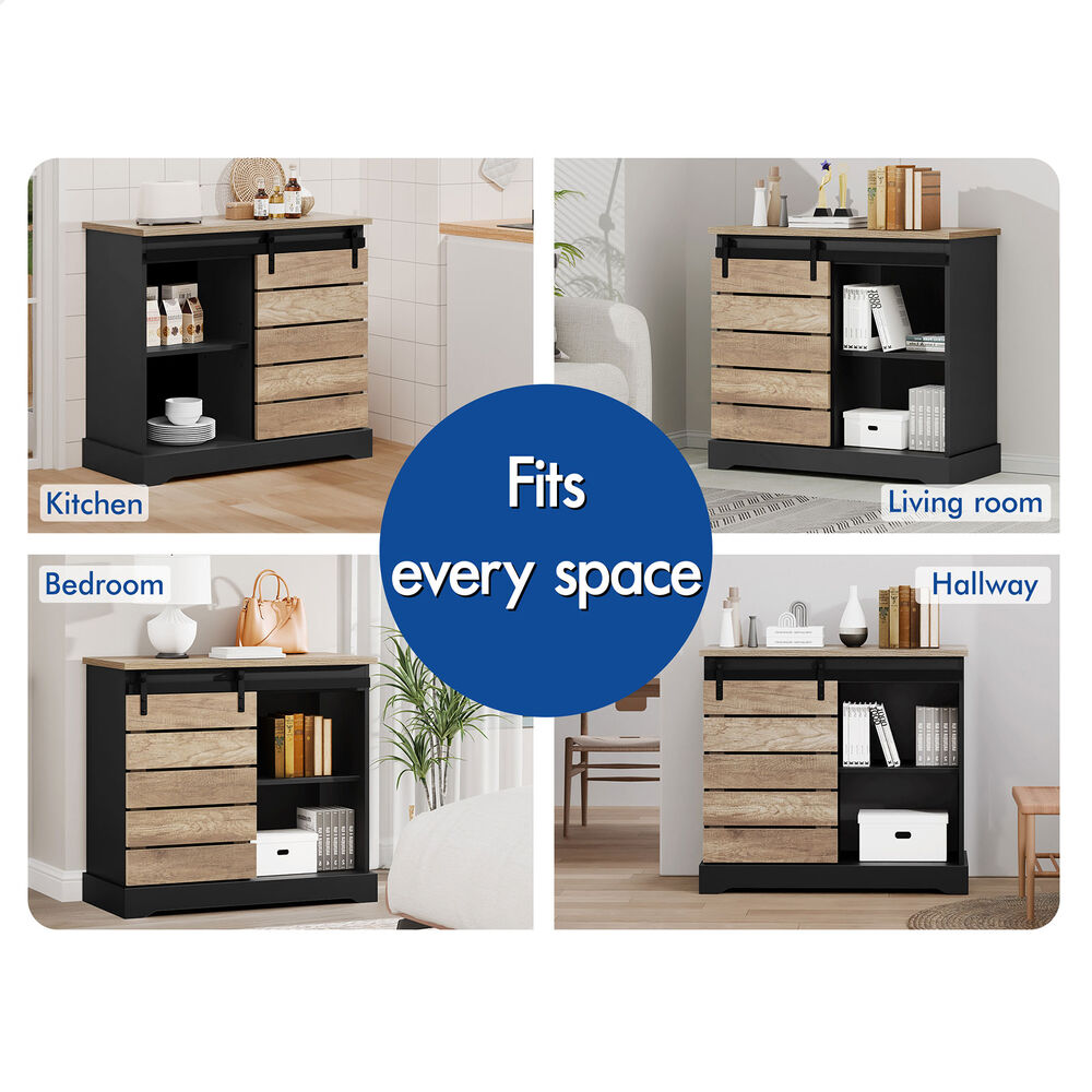 ALFORDSON 2x Buffet Sideboard Cabinet Sliding Door Cupboard Storage Kitchen