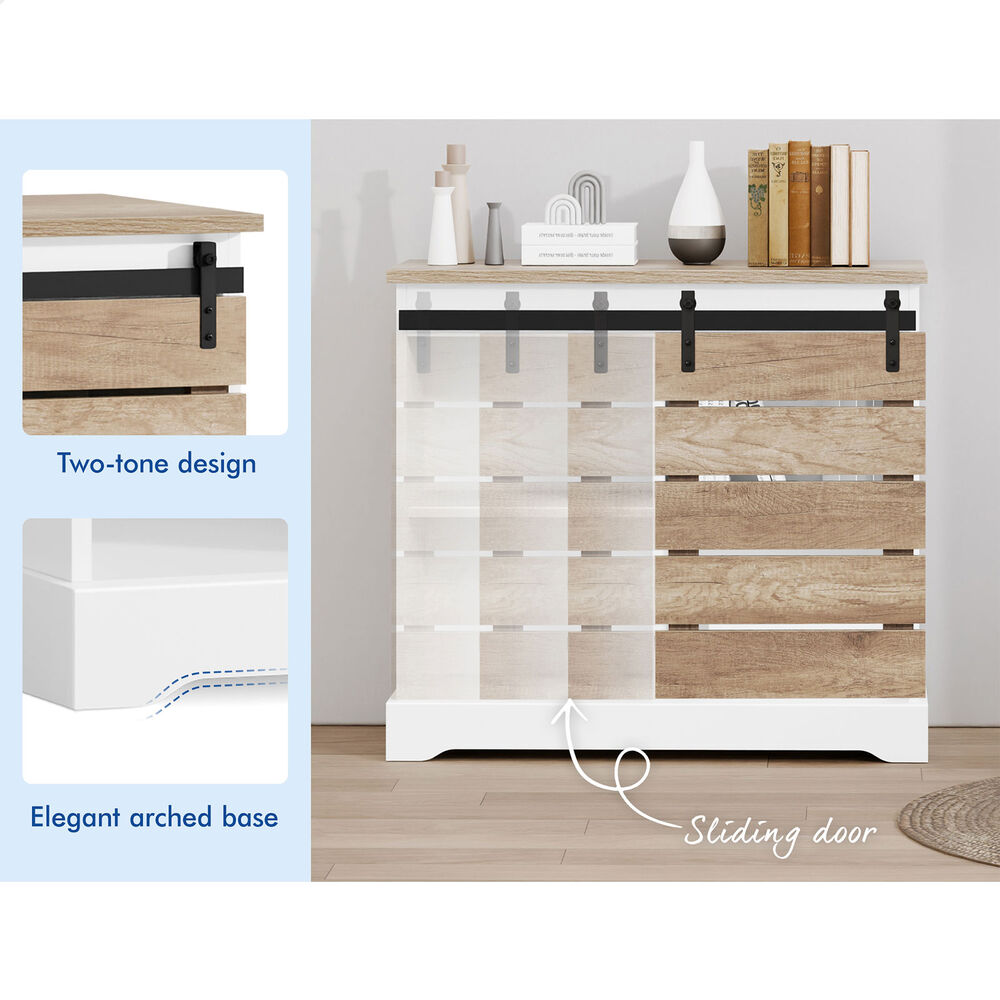 ALFORDSON 2x Buffet Sideboard Cabinet Storage Cupboard Sliding Door Pantry White