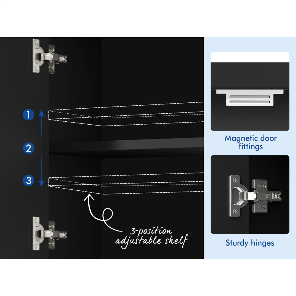 ALFORDSON Buffet Sideboard 190CM Storage Cabinet Tall Cupboard Kitchen Black
