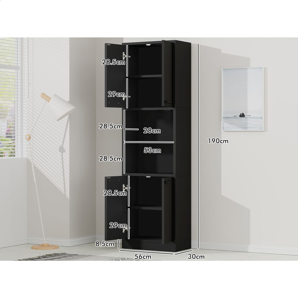 ALFORDSON Buffet Sideboard 190CM Storage Cabinet Tall Cupboard Kitchen Black