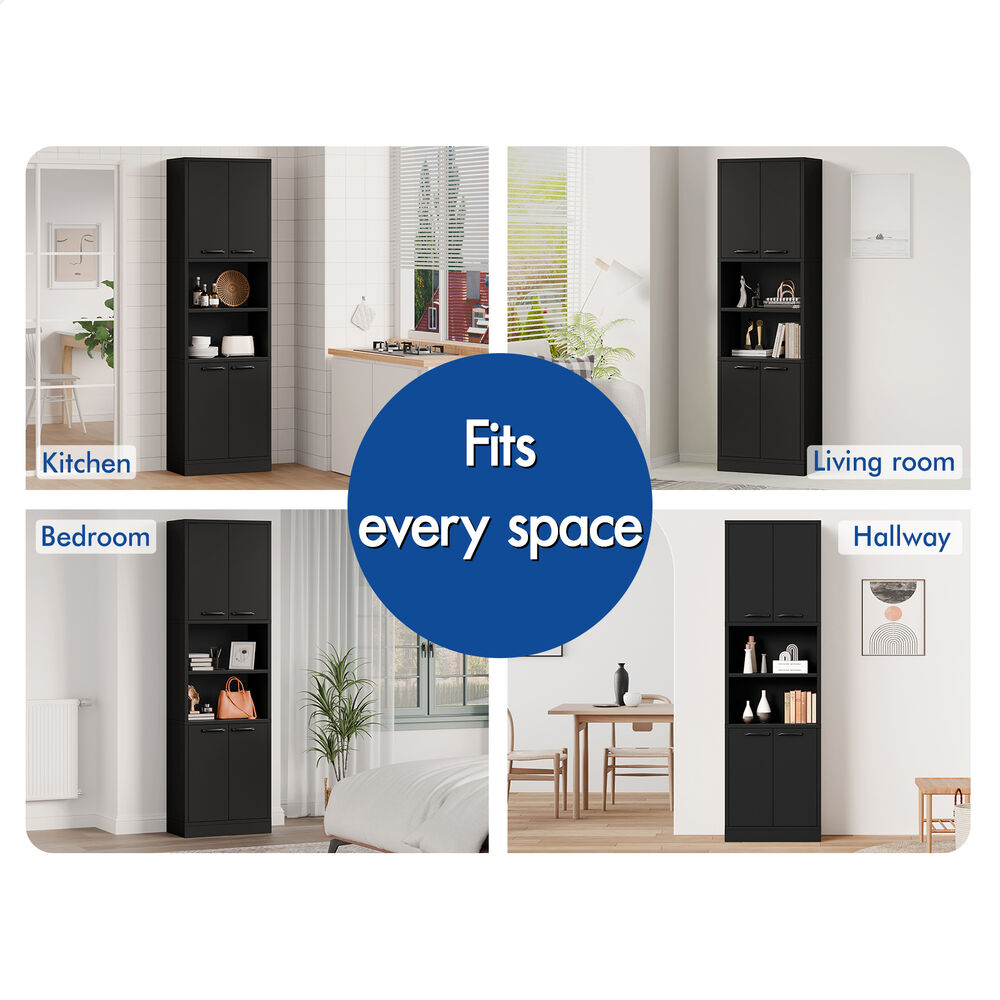 ALFORDSON Buffet Sideboard 190CM Storage Cabinet Tall Cupboard Kitchen Black