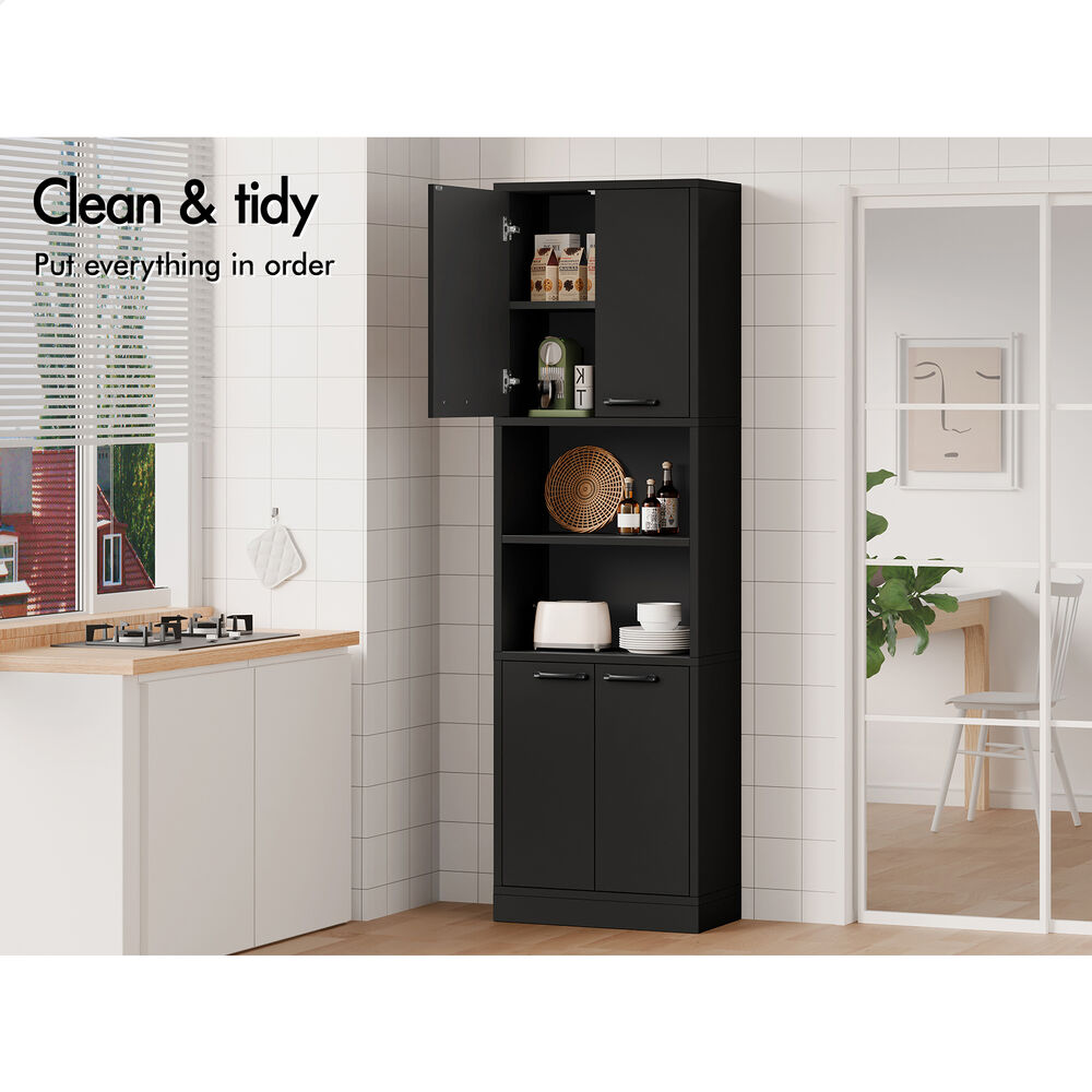 ALFORDSON Buffet Sideboard 190CM Storage Cabinet Tall Cupboard Kitchen Black