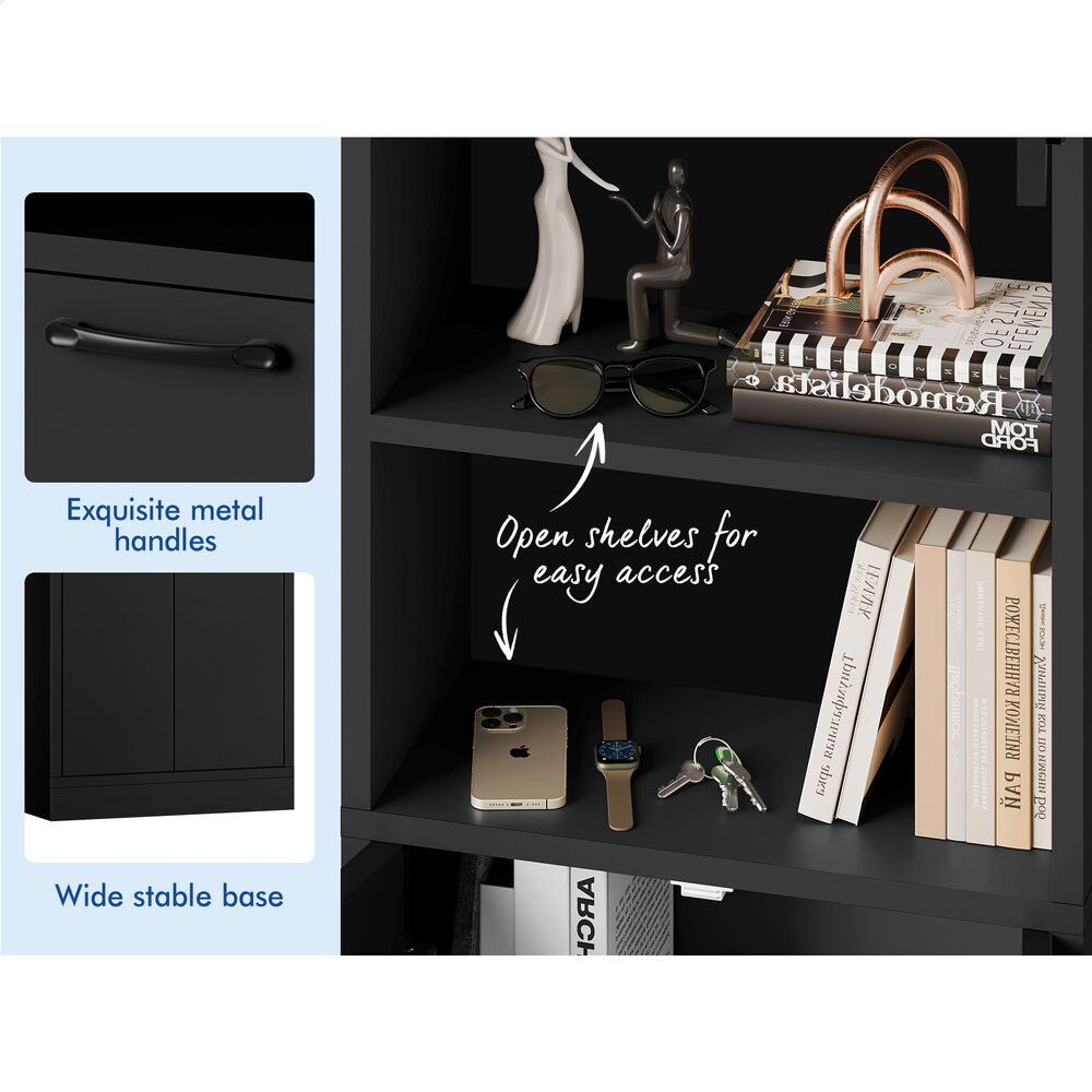 ALFORDSON Buffet Sideboard 190CM Storage Cabinet Tall Cupboard Kitchen Black