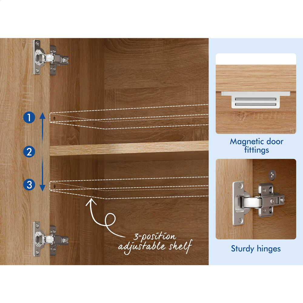 ALFORDSON Buffet Sideboard Cupboard Storage Cabinet Kitchen Pantry 190CM Wood