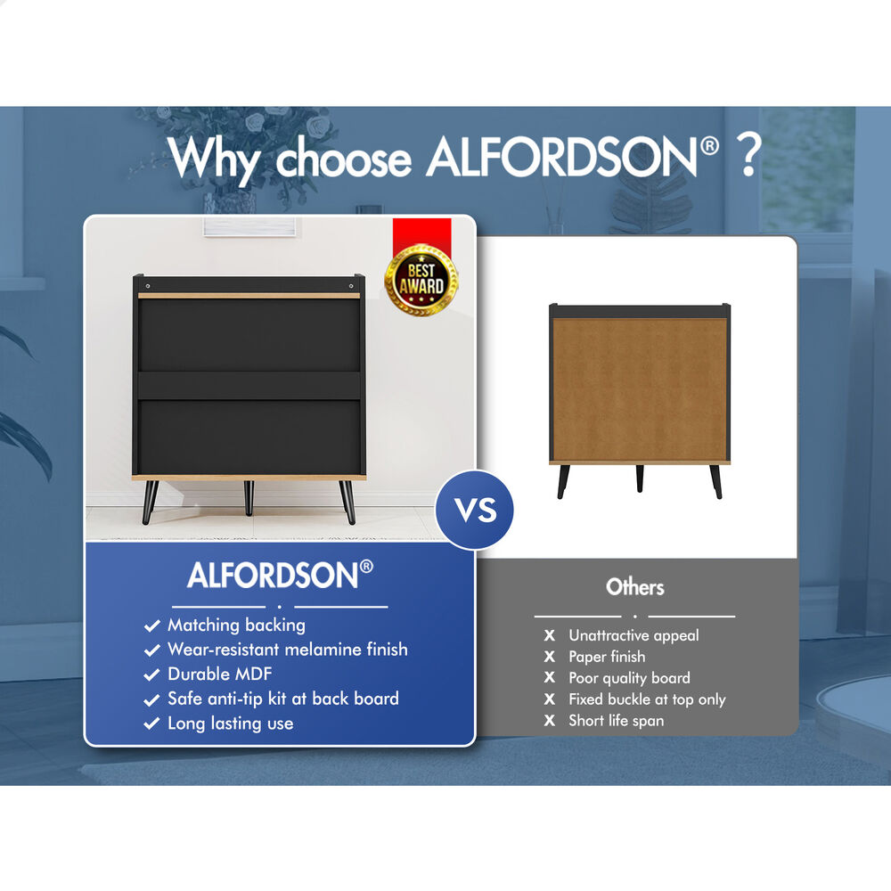 ALFORDSON Buffet Sideboard Cupboard Cabinet Storage Black Kitchen Hallway Doors
