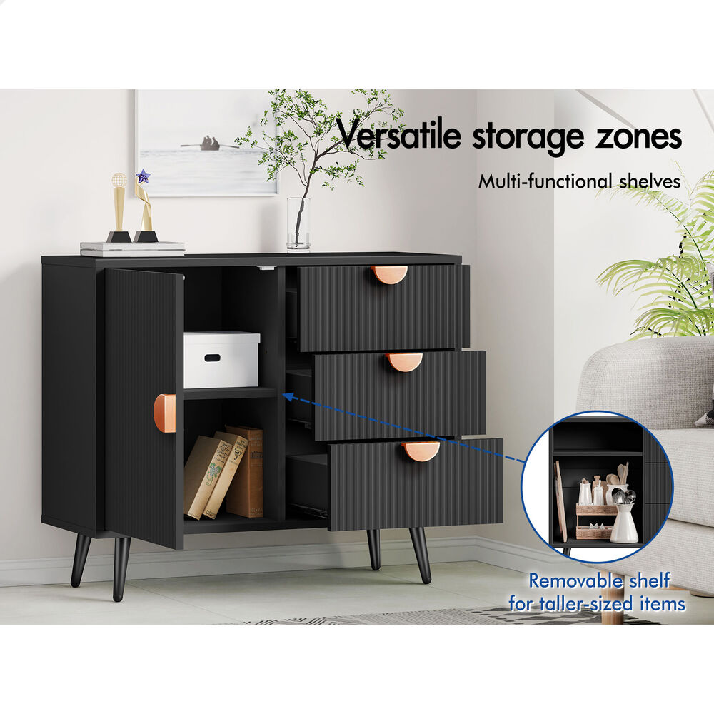 ALFORDSON Buffet Sideboard Cabinet Storage Cupboard Kitchen Black Doors Drawers