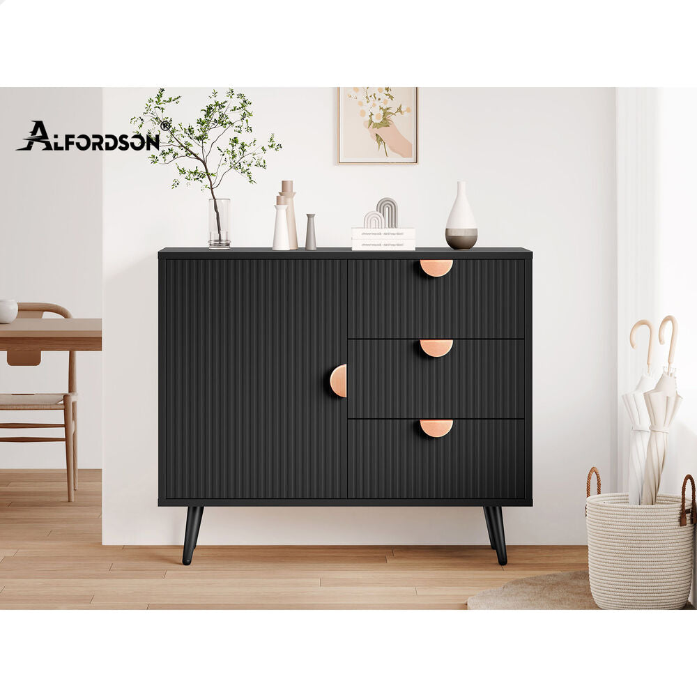 ALFORDSON Buffet Sideboard Cabinet Storage Cupboard Kitchen Black Doors Drawers