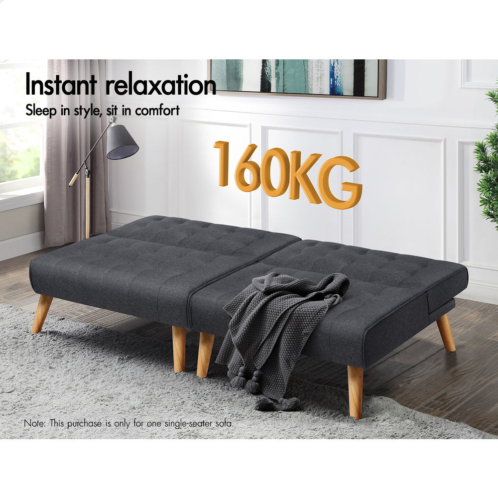 ALFORDSON Sofa Bed Single Lounge Chair Fabric Grey