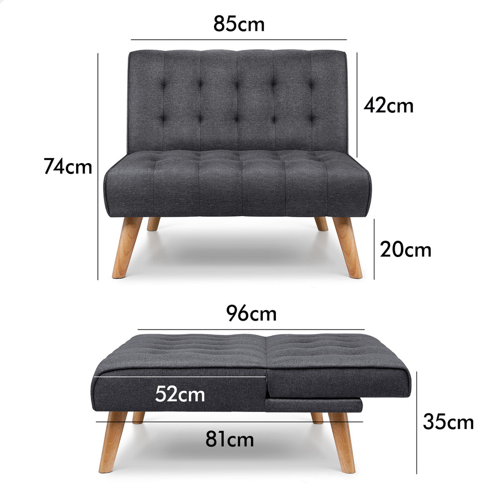 ALFORDSON Sofa Bed Single Lounge Chair Fabric Grey