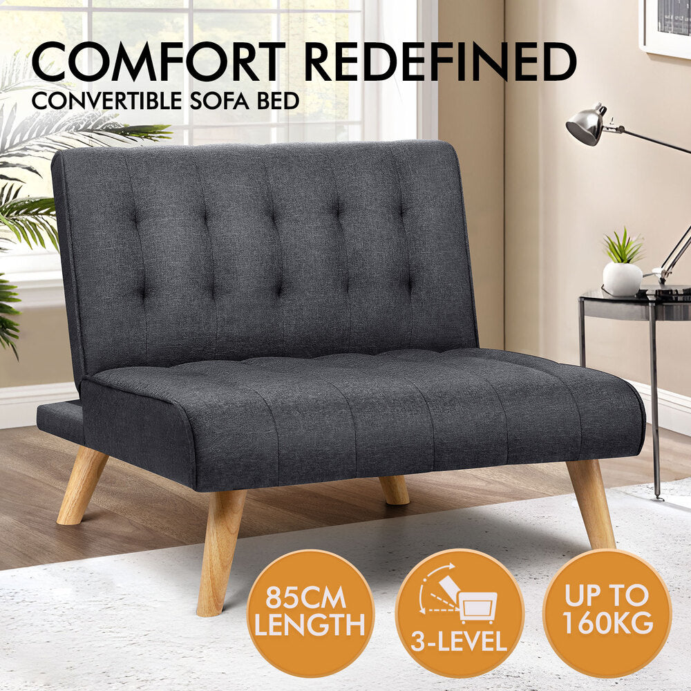 ALFORDSON Sofa Bed Single Lounge Chair Fabric Grey