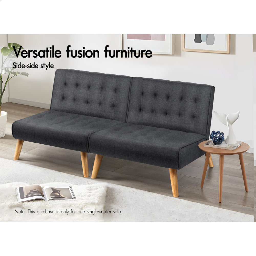 ALFORDSON Sofa Bed Single Lounge Chair Fabric Grey