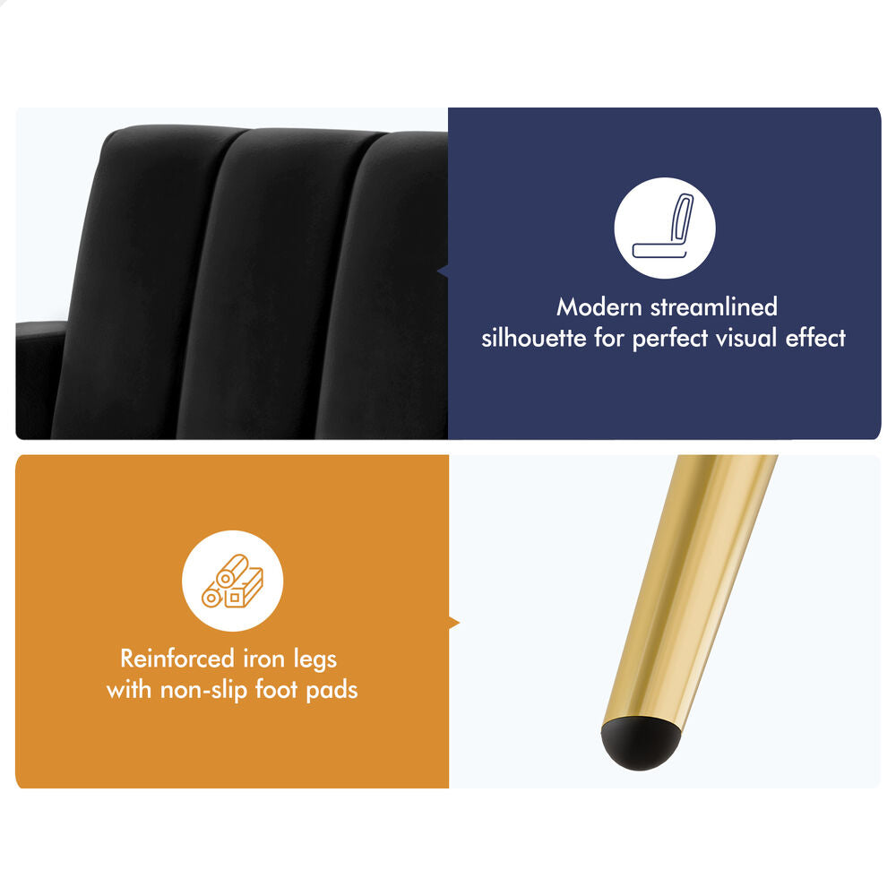 ALFORDSON Sofa Bed Futon Lounge 3 Seater Velvet Black
