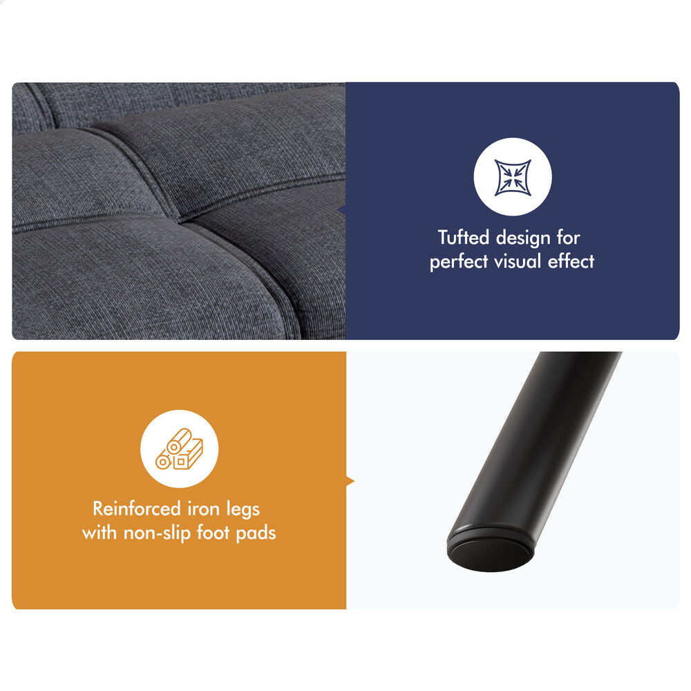 ALFORDSON Sofa Bed Couch 3 Seater Lounge Recliner Fabric Grey