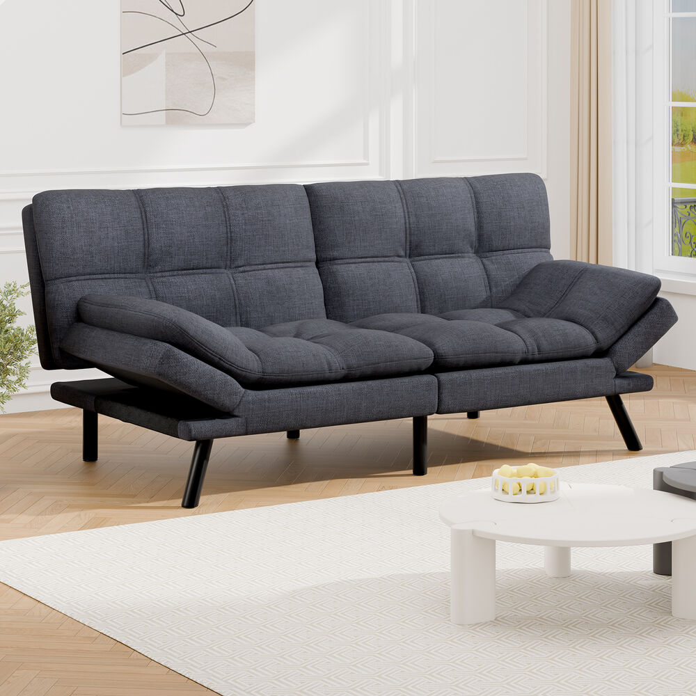 ALFORDSON Sofa Bed Couch 3 Seater Lounge Recliner Fabric Grey