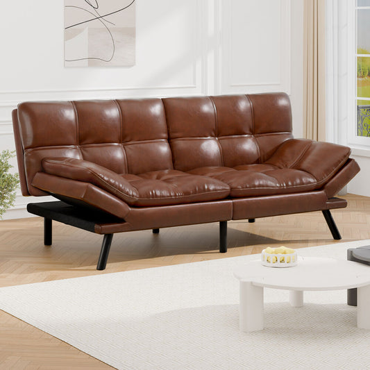 ALFORDSON Sofa Bed Recliner Lounge 3 Seater Leather Brown