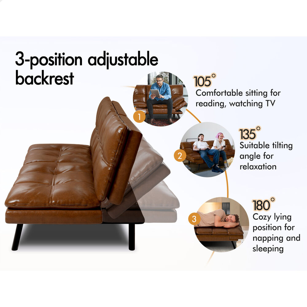 ALFORDSON Sofa Bed Couch 3 Seater Lounge Recliner Leather