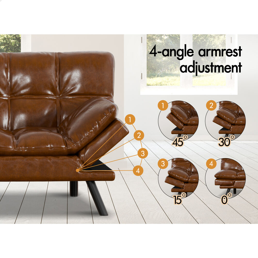 ALFORDSON Sofa Bed Couch 3 Seater Lounge Recliner Leather