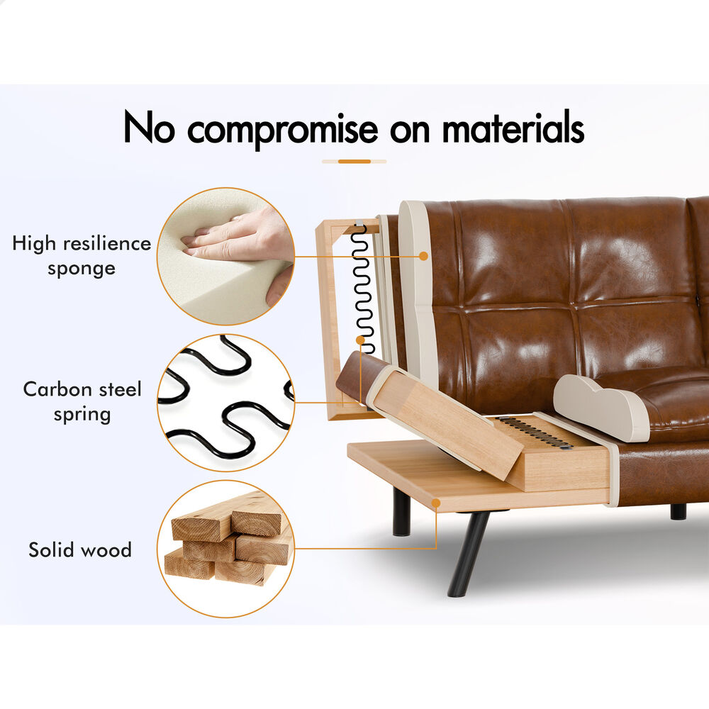 ALFORDSON Sofa Bed Couch 3 Seater Lounge Recliner Leather