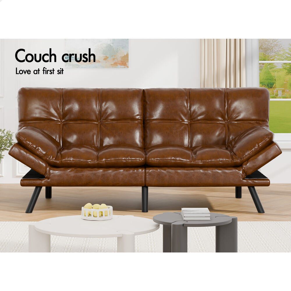 ALFORDSON Sofa Bed Couch 3 Seater Lounge Recliner Leather