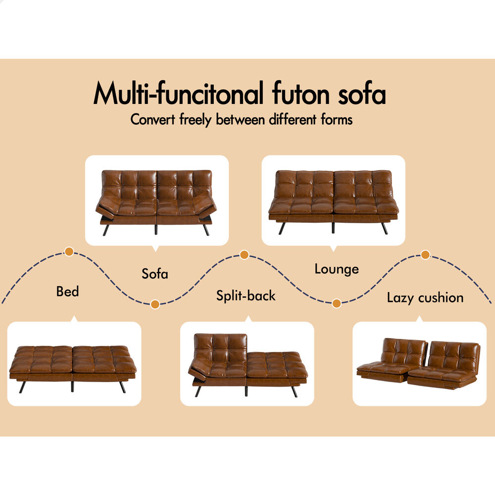 ALFORDSON Sofa Bed Couch 3 Seater Lounge Recliner Leather