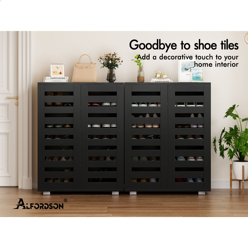 ALFORDSON Shoe Cabinet Organiser Storage Rack Drawer Shelf 21 pairs Black