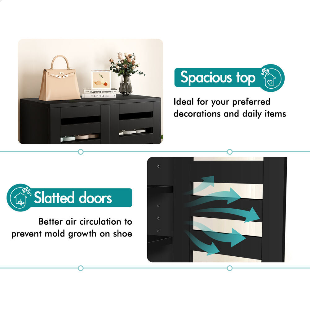 ALFORDSON Shoe Cabinet Organiser Storage Rack Drawer Shelf 21 pairs Black