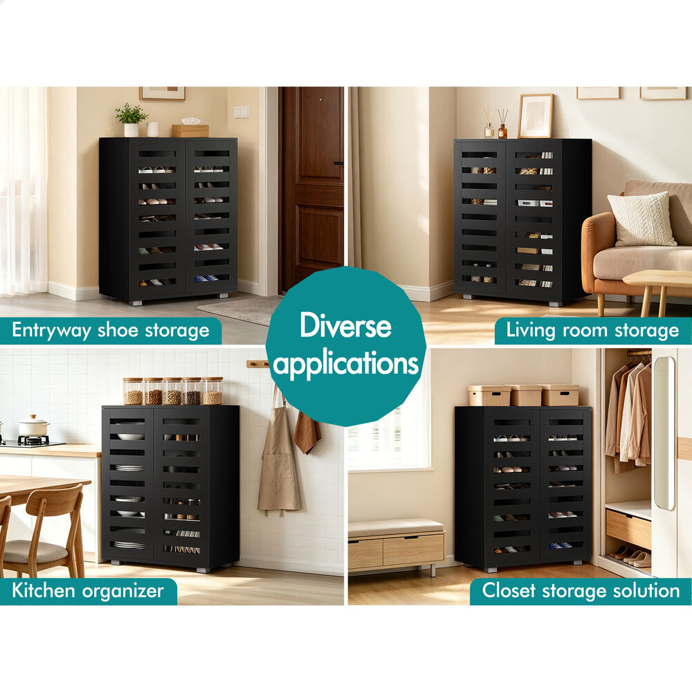 ALFORDSON Shoe Cabinet Organiser Storage Rack Drawer Shelf 21 pairs Black