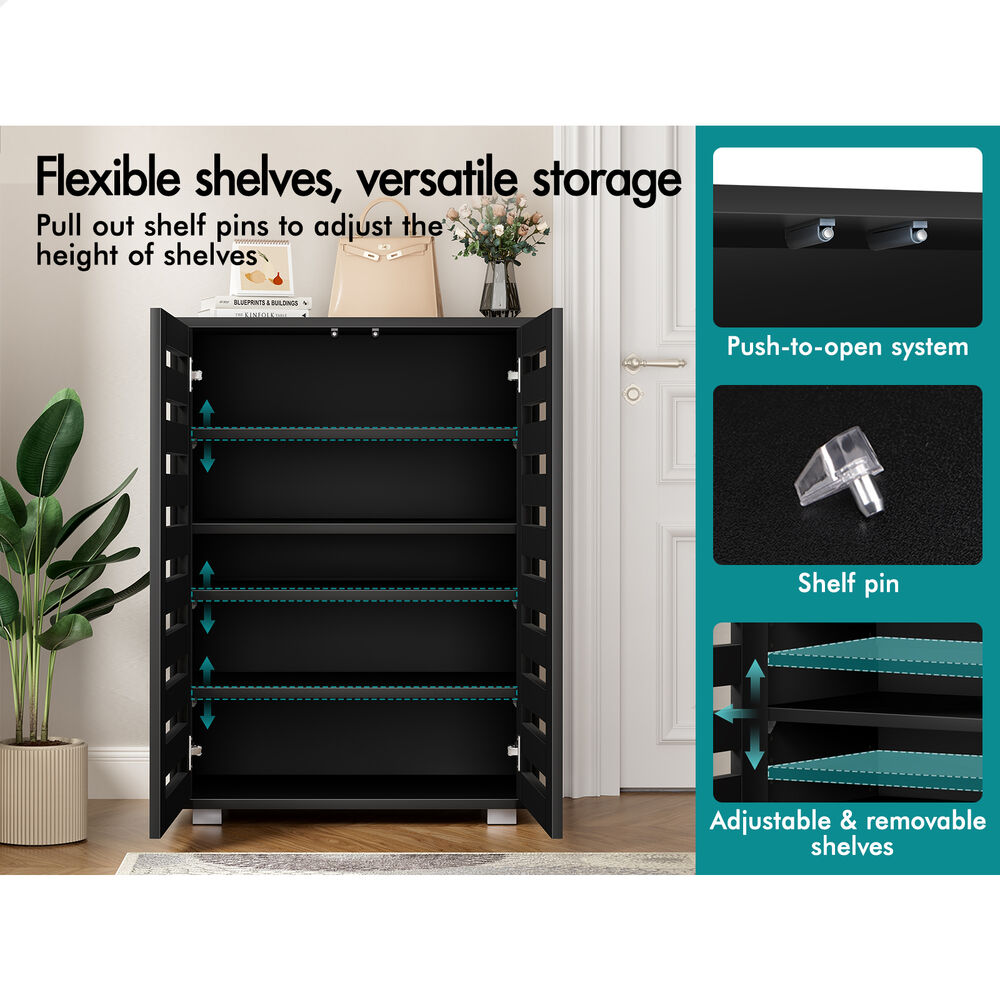 ALFORDSON Shoe Cabinet Organiser Storage Rack Drawer Shelf 21 pairs Black