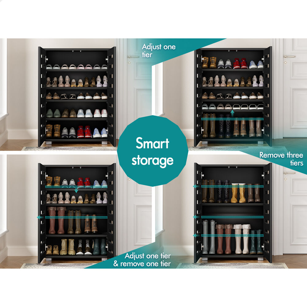 ALFORDSON Shoe Cabinet Organiser Storage Rack Drawer Shelf 21 pairs Black