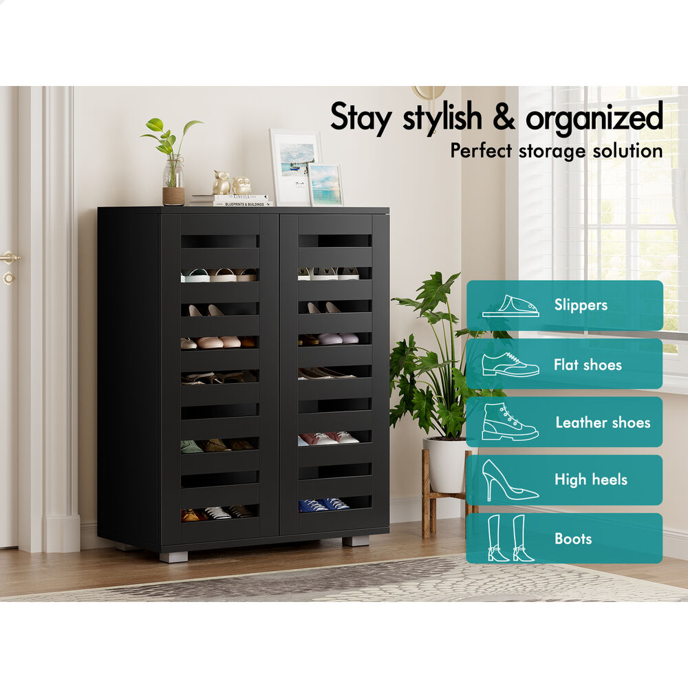 ALFORDSON Shoe Cabinet Organiser Storage Rack Drawer Shelf 21 pairs Black