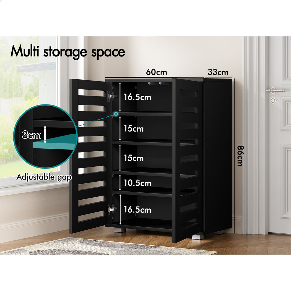 ALFORDSON Shoe Cabinet Organiser Storage Rack Drawer Shelf 21 pairs Black