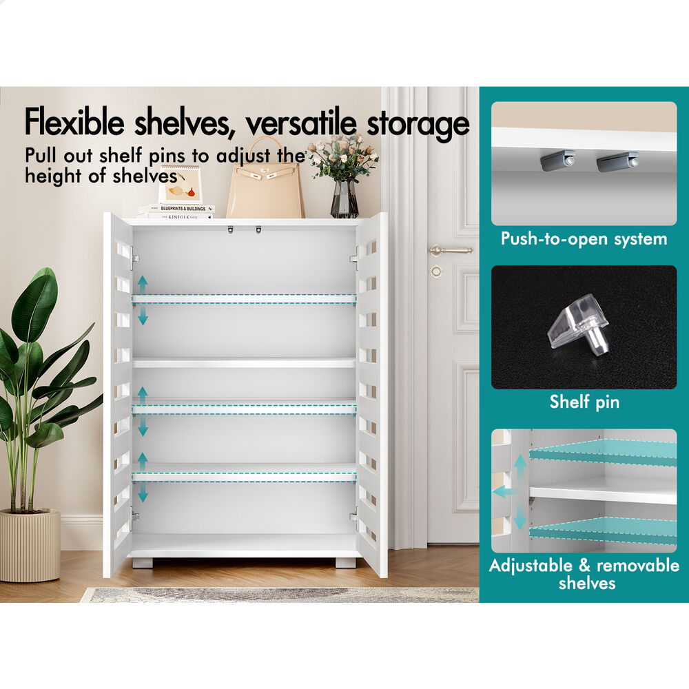 ALFORDSON Shoe Cabinet Organiser Storage Rack Drawer Shelf 21 pairs White