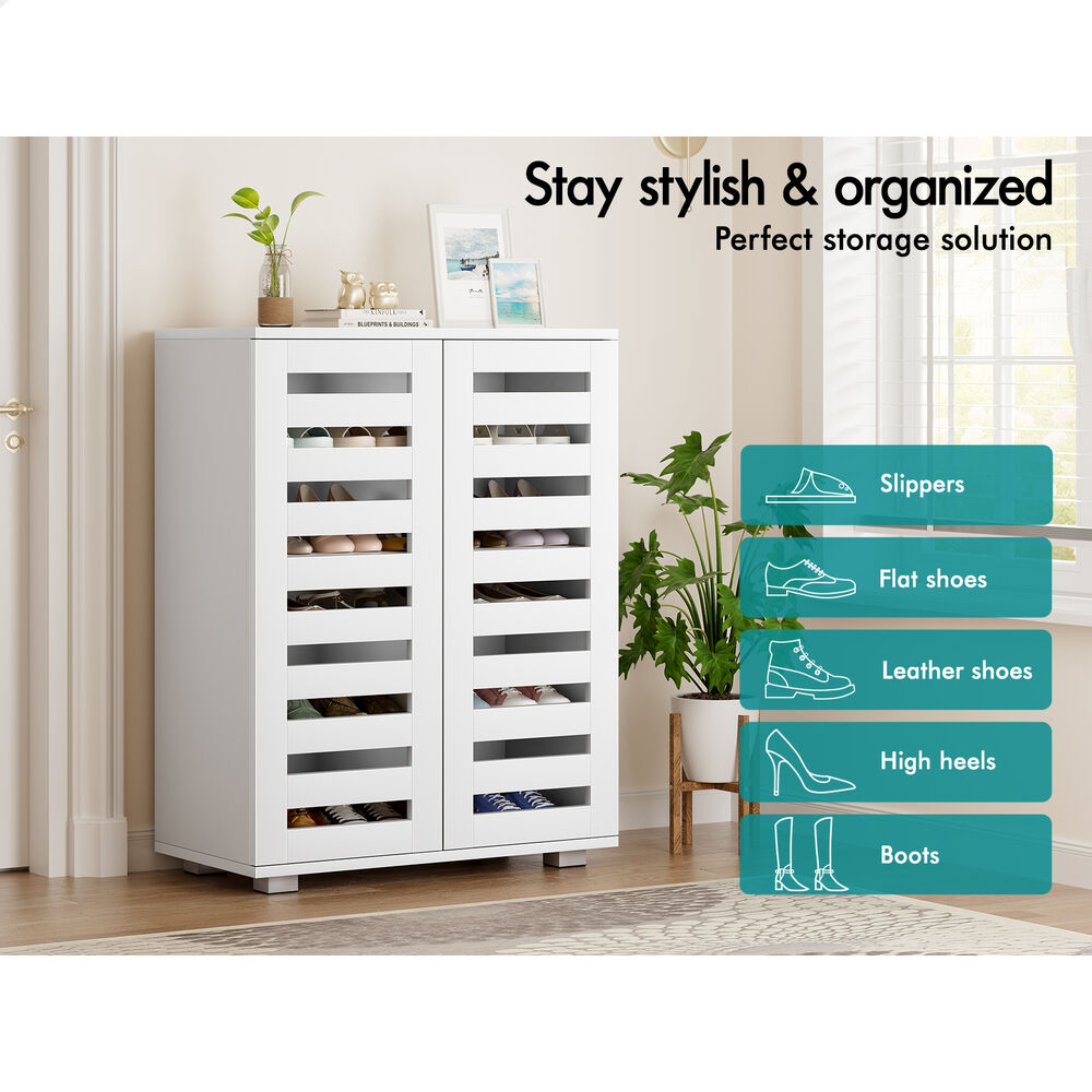 ALFORDSON Shoe Cabinet Organiser Storage Rack Drawer Shelf 21 pairs White