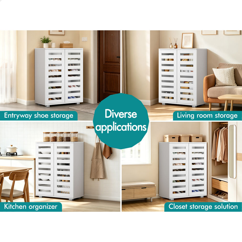ALFORDSON Shoe Cabinet Organiser Storage Rack Drawer Shelf 21 pairs White