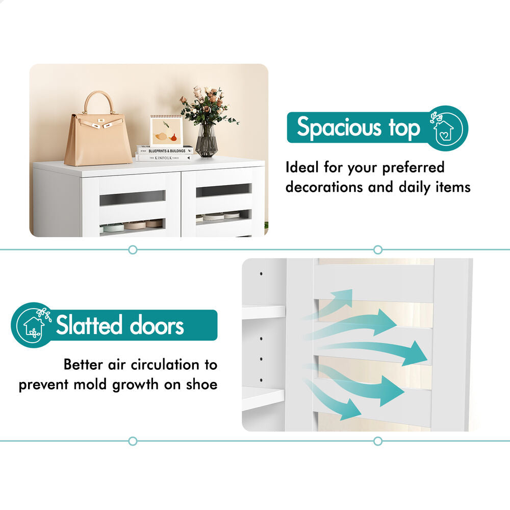 ALFORDSON Shoe Cabinet Organiser Storage Rack Drawer Shelf 21 pairs White