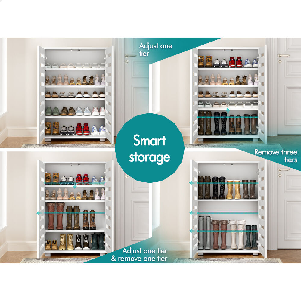 ALFORDSON Shoe Cabinet Organiser Storage Rack Drawer Shelf 21 pairs White