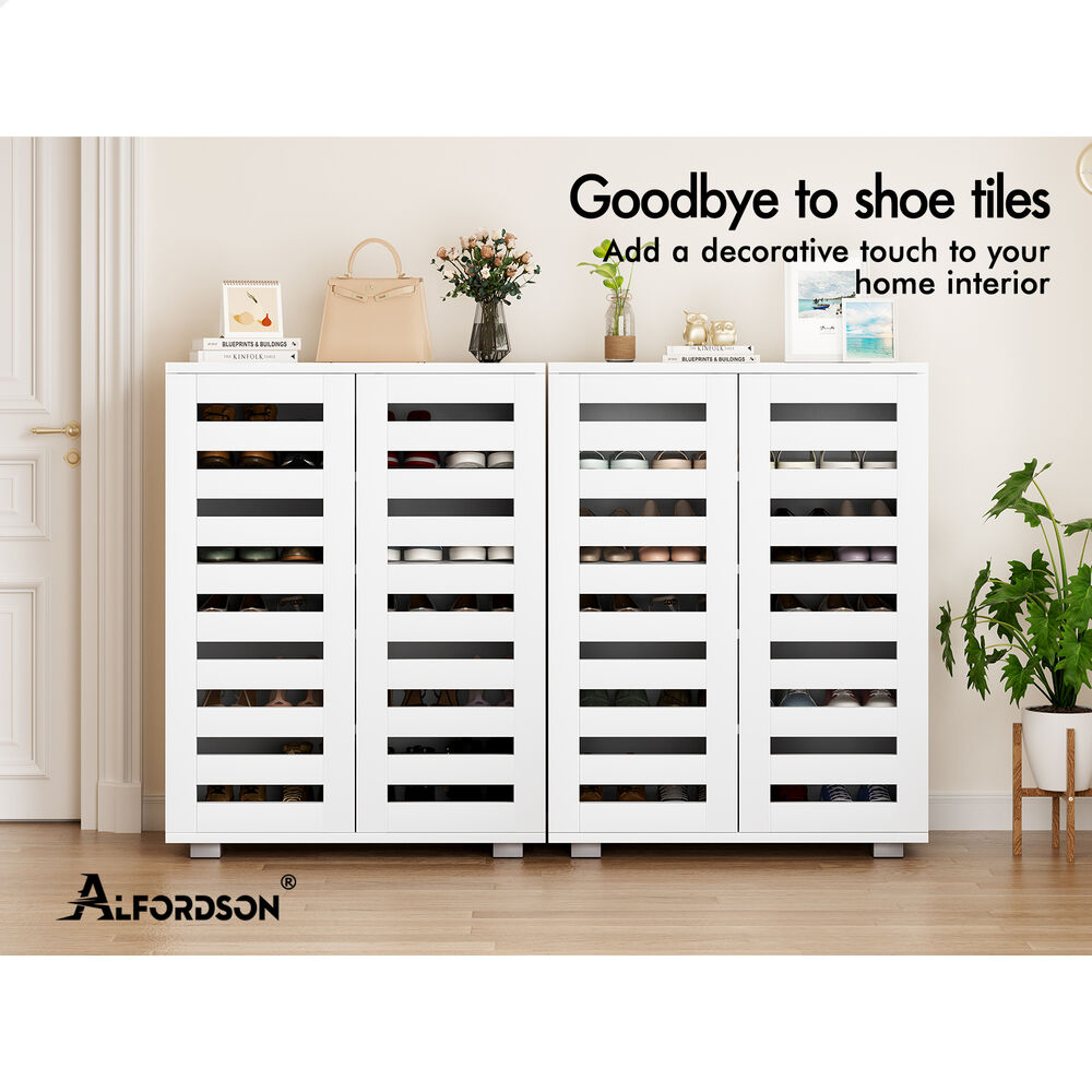ALFORDSON Shoe Cabinet Organiser Storage Rack Drawer Shelf 21 pairs White