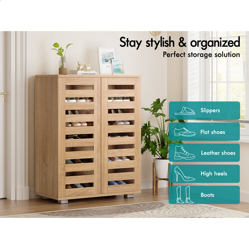 ALFORDSON Shoe Cabinet Organiser Storage Rack Drawer Shelf 21 Pairs Wood