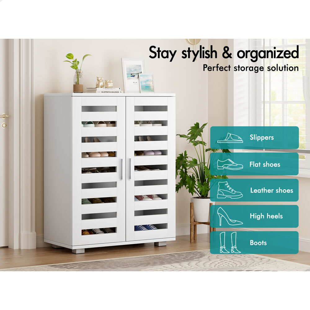 ALFORDSON Shoe Cabinet Organiser Storage Rack Drawer Shelf 21 pairs White