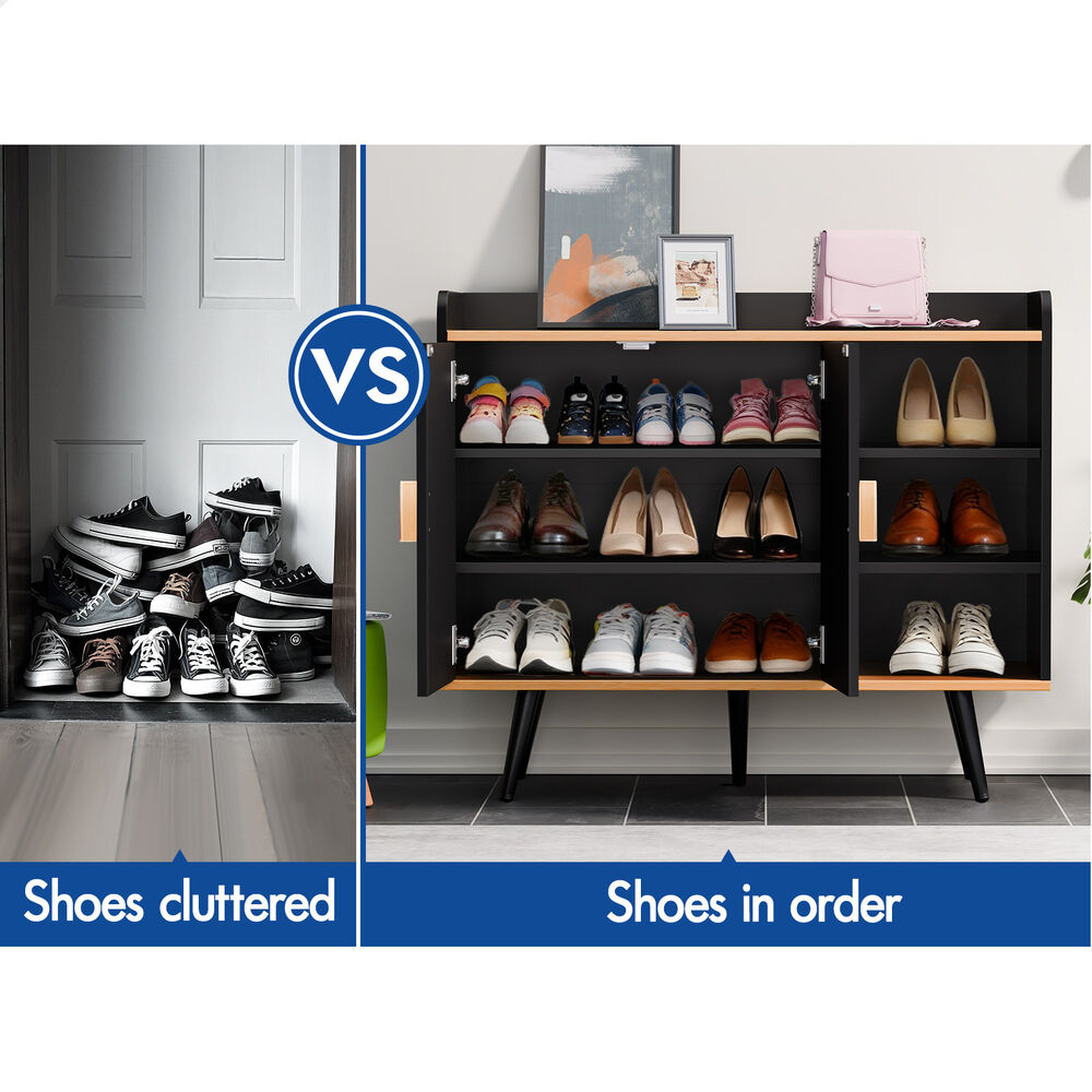 ALFORDSON Shoe Cabinet Organiser Storage Rack Drawer Shelf 18 Pairs Black